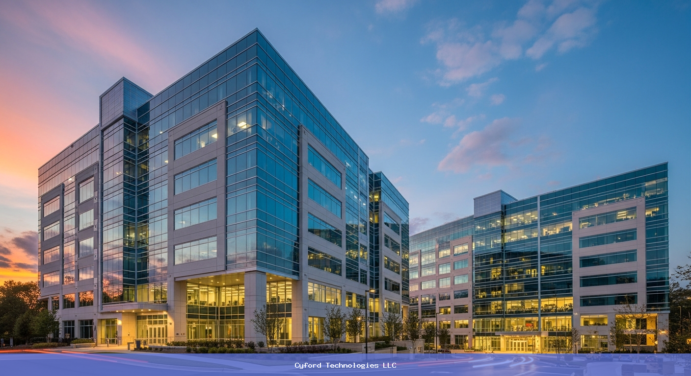 modern technology office building exterior in alpharetta glass architecture